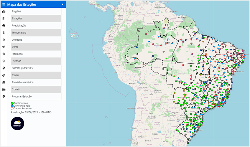 Mapa das Estações do INMET