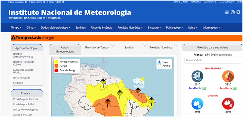 Site do Instituto Nacional de Meteorologia Site do Instituto Nacional de Meteorologia